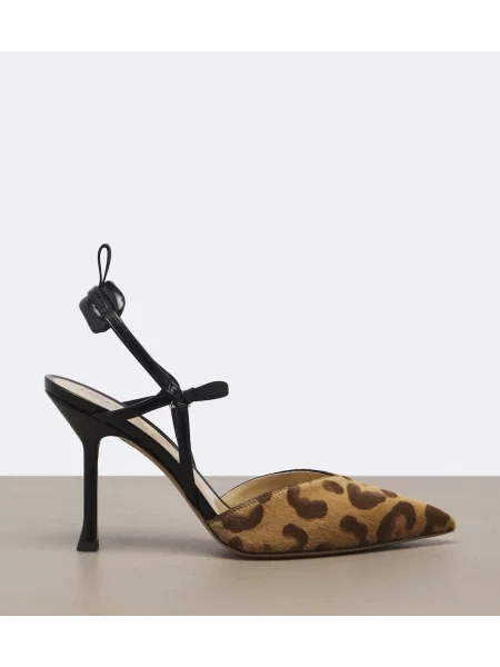 Pantofi cu toc Fendi cu imagine cu model leopard slingback maro