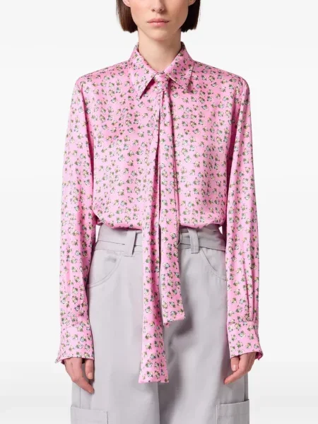 Cămașă Msgm cu funde cu model floral roz