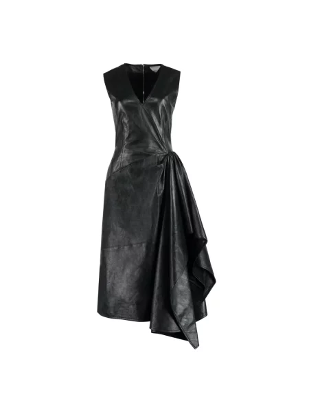 Sukienka Bottega Veneta skórzana zielona