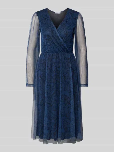 Sukienka midi z dekoltem w serek More & More granatowa