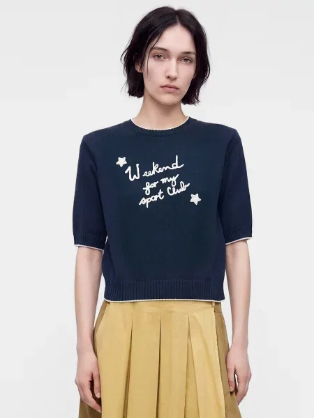 Weekend Max Mara Sveter FIACRE námornícka modrá biela