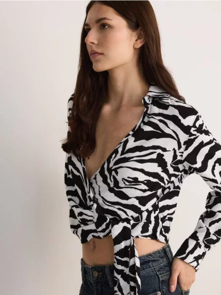 Reserved Kopertowa koszula z dodatkiem lnu wielobarwny