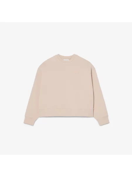 Lacoste Bluza Z Okrągłym Dekoltem Oversize beżowa