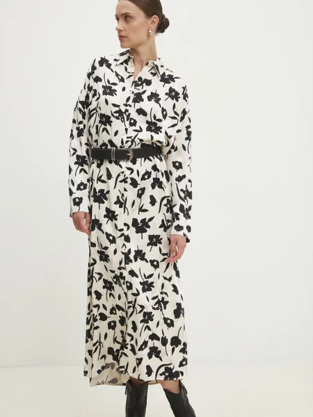 Šaty Answear Lab maxi oversize béžová