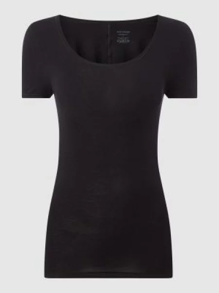 T-shirt o kroju personal fit z mieszanki bawełny i elastanu Schiesser czarna