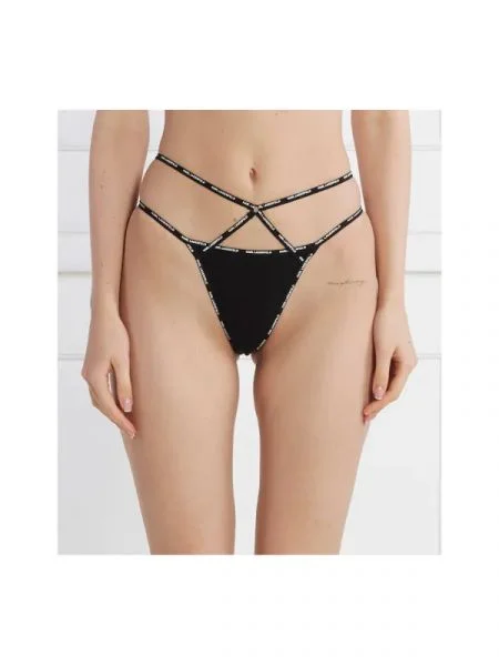 Karl Lagerfeld Chiloți brazilieni mini logo strappy brief negru