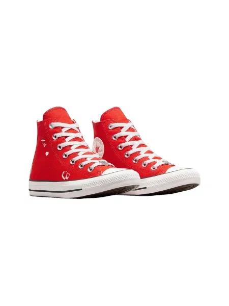 Pantofi Converse cu motiv cu inimi roșu