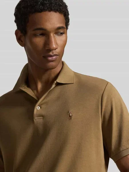 Koszulka polo z czystej bawełny o kroju regular fit Polo Ralph Lauren brązowa