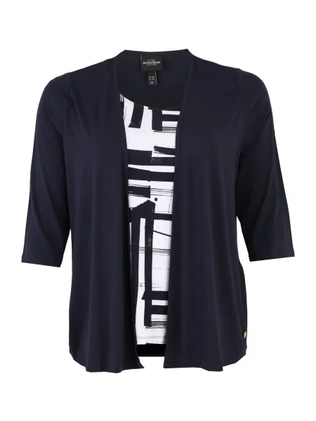 Ulla Popken Tricou albastru marin / albastru închis alb