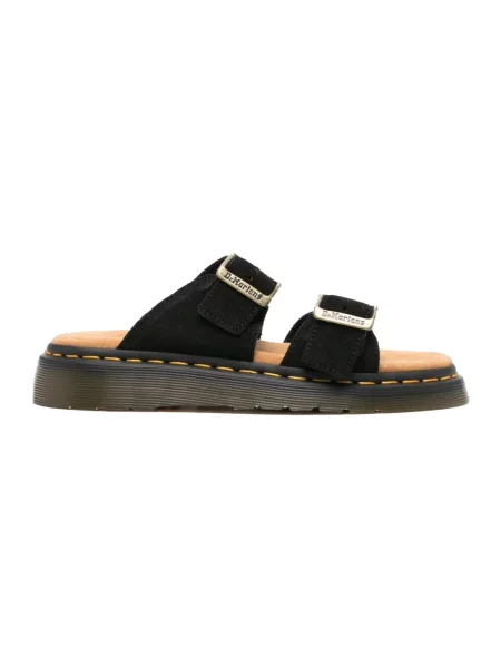 Klapki Dr. Martens zamszowe na sprzączkę klasyczne czarne