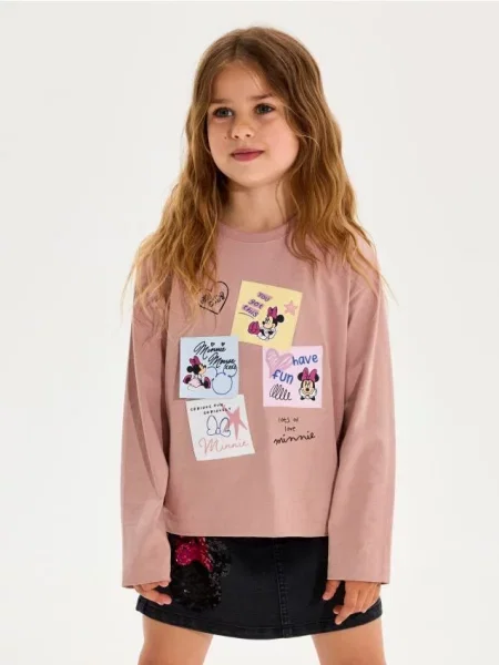 Sinsay Tričko s Potiskem Minnie Mouse béžová