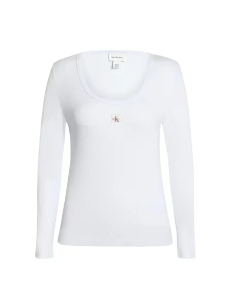 Top Calvin Klein Jeans z krótkim rękawem biały