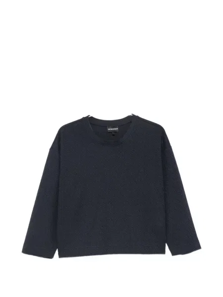 Pulover Emporio Armani cu model herringbone albastru