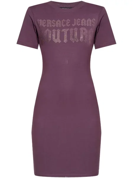 Sukienka jeansowa Versace Jeans Couture garniturowa fioletowa