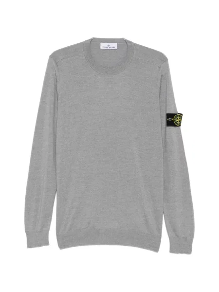 Pulover Stone Island cu decolteu rotund cu strasuri gri