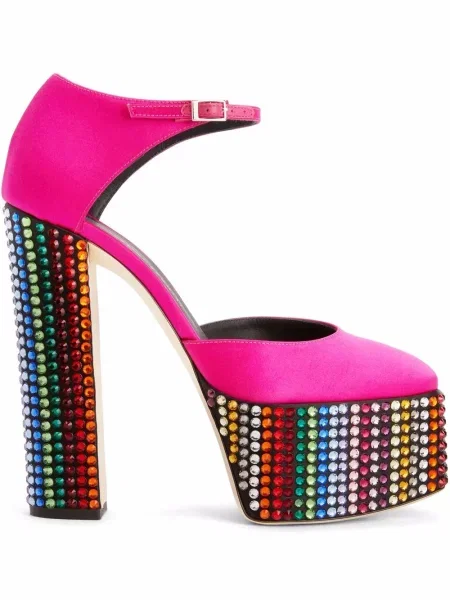 Sandale Giuseppe Zanotti cu platformă cu tepi roz