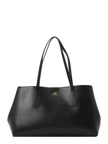 Pocnitură geantă shopper Calvin Klein din piele negru