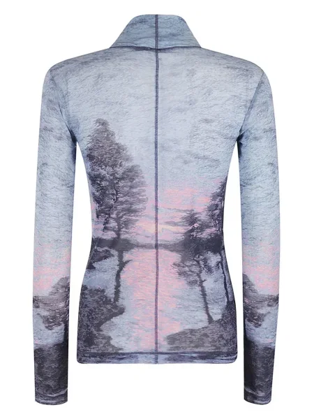 Top Maison Kitsune cu imagine plasă gri
