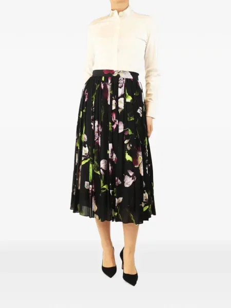 Fustă midi Erdem cu model floral cu imagine negru