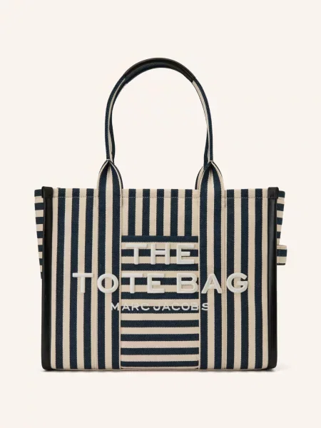 Marc Jacobs Torba Na Zakupy The Large Tote Striped Canvas blau granatowa