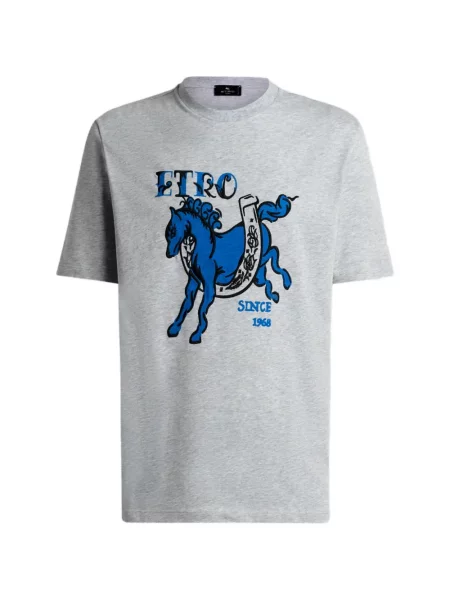 Tricou Etro cu imagine din jerseu gri