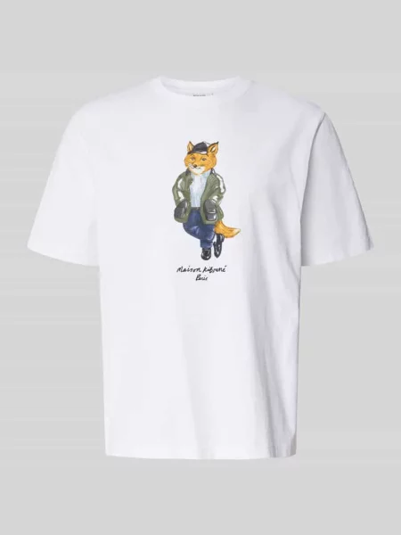 T-shirt o kroju regular fit z czystej bawełny Maison Kitsune biała