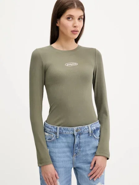Majica z dolgimi rokavi Guess Jeans zelena