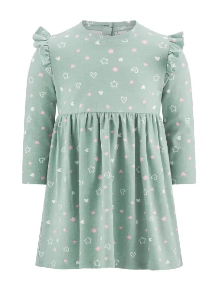 Happy girls Rochie verde pastel / roz alb