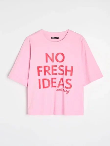 Футболка з написом No Fresh Ideas бегонія
