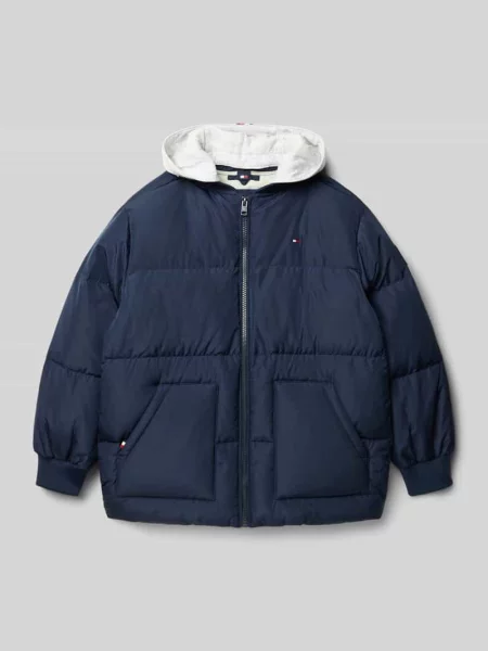Kurtka pikowana o kroju regular fit z wypełnieniem puchem i pierzem Tommy Hilfiger Teens granatowa