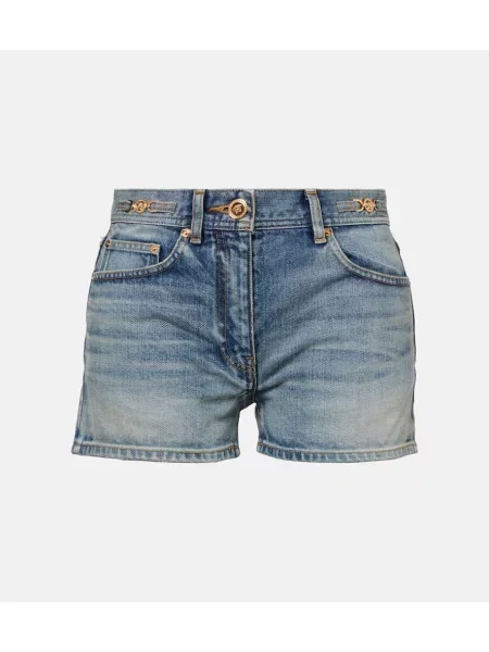 Pantaloni scurți din denim Versace albastru