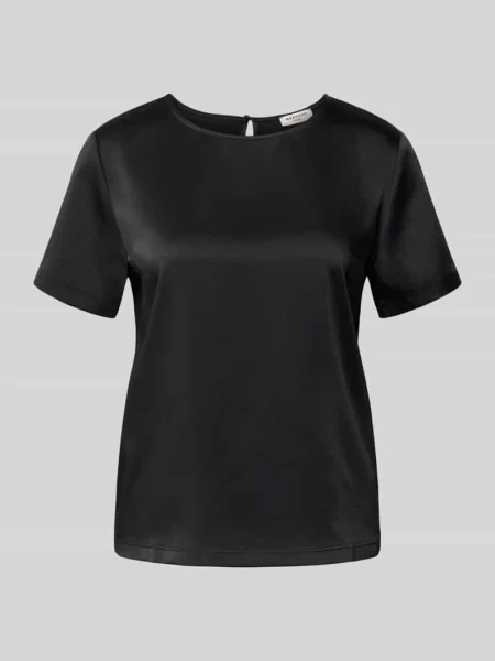 T-shirt o kroju regular fit z satyny model GILBERT' Weekend Max Mara czarna