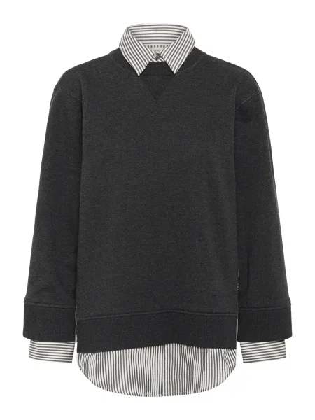 InWear Sveter NataljaIW tmavosivá šedobiela čierna