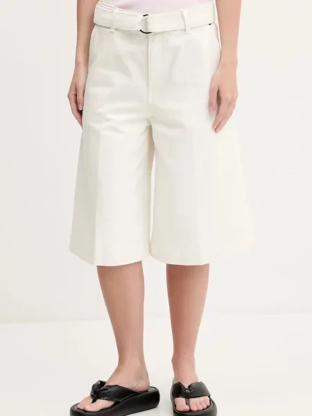 HUGO pantaloni scurți din uni high waist bej