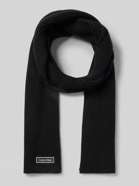 Calvin Klein szalik z domieszką wełny gładki czarny