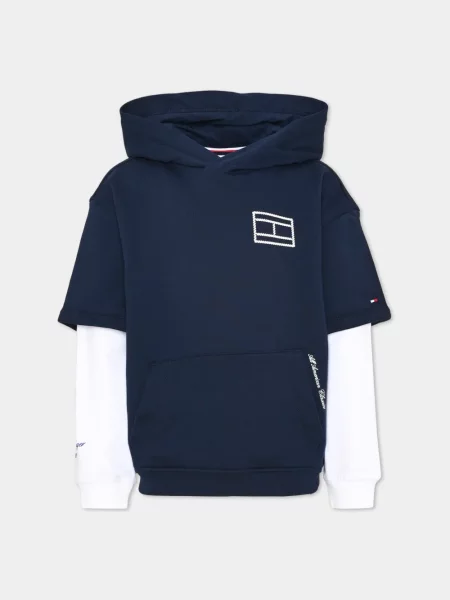 Dětska mikina s kapucí Tommy Hilfiger modrá