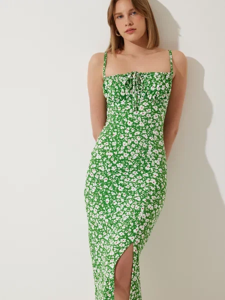 Happiness İstanbul Rochie de vară verde / roșu / alb gri