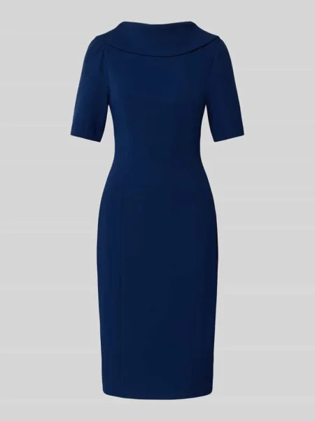 Sukienka koktajlowa o długości do kolan ze stójką Adrianna Papell granatowa