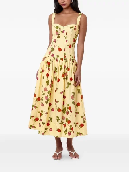 Rochie midi Nicholas cu model floral cu imagine galben