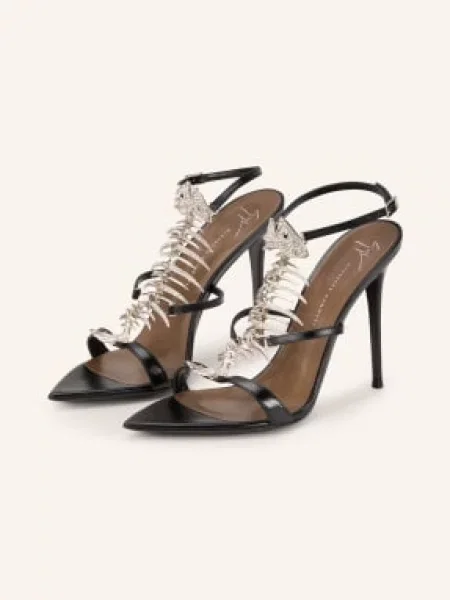 Giuseppe Zanotti Design Lodičky The Slim S Ozdobnými Kameny / stříbrná černá