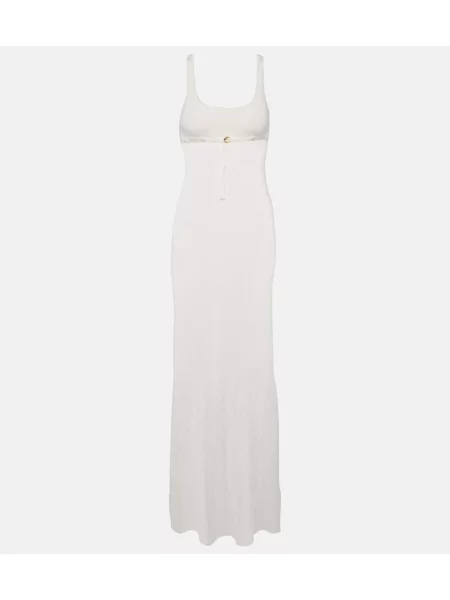 Rochie maxi Jacquemus tricotate de costum alb