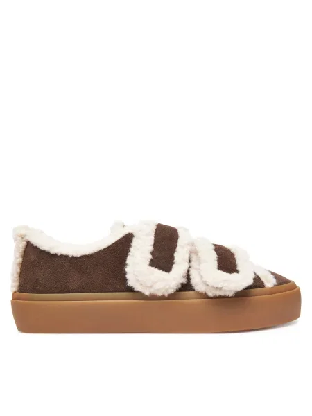 INUIKII Teniși din piele VELCRO | shearling maro