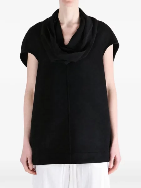 Top Rick Owens fără mâneci drapat negru