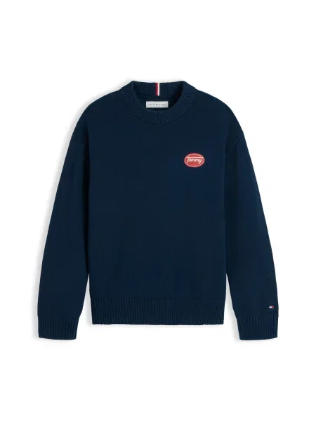 TOMMY HILFIGER Pulover Essential bleumarin / roșu alb