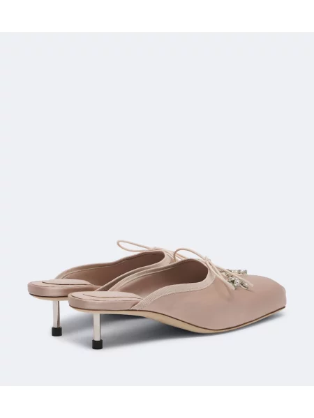 Papuci tip mules Simone Rocha din satin roz