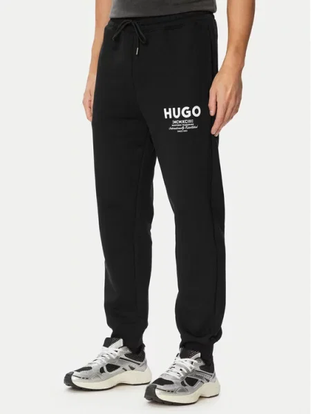 HUGO Blue donji dio trenirke za muškarce od pamuka Nevez crna