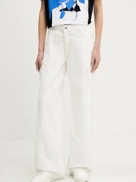 Džíny Karl Lagerfeld Jeans high waist bílé