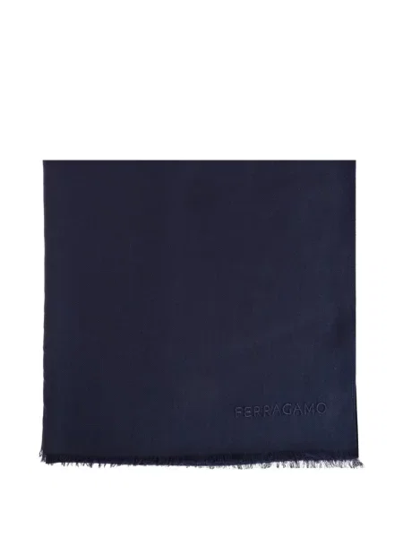 Fular Ferragamo cu broderie albastru