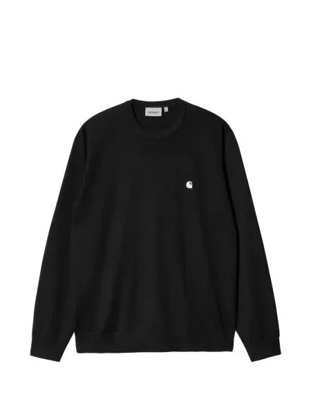 Pulover Carhartt Wip cu broderie cu decolteu rotund negru