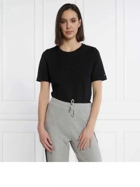 Tommy Hilfiger Póló REG BRUSHED CTN NY C-NK SS fekete